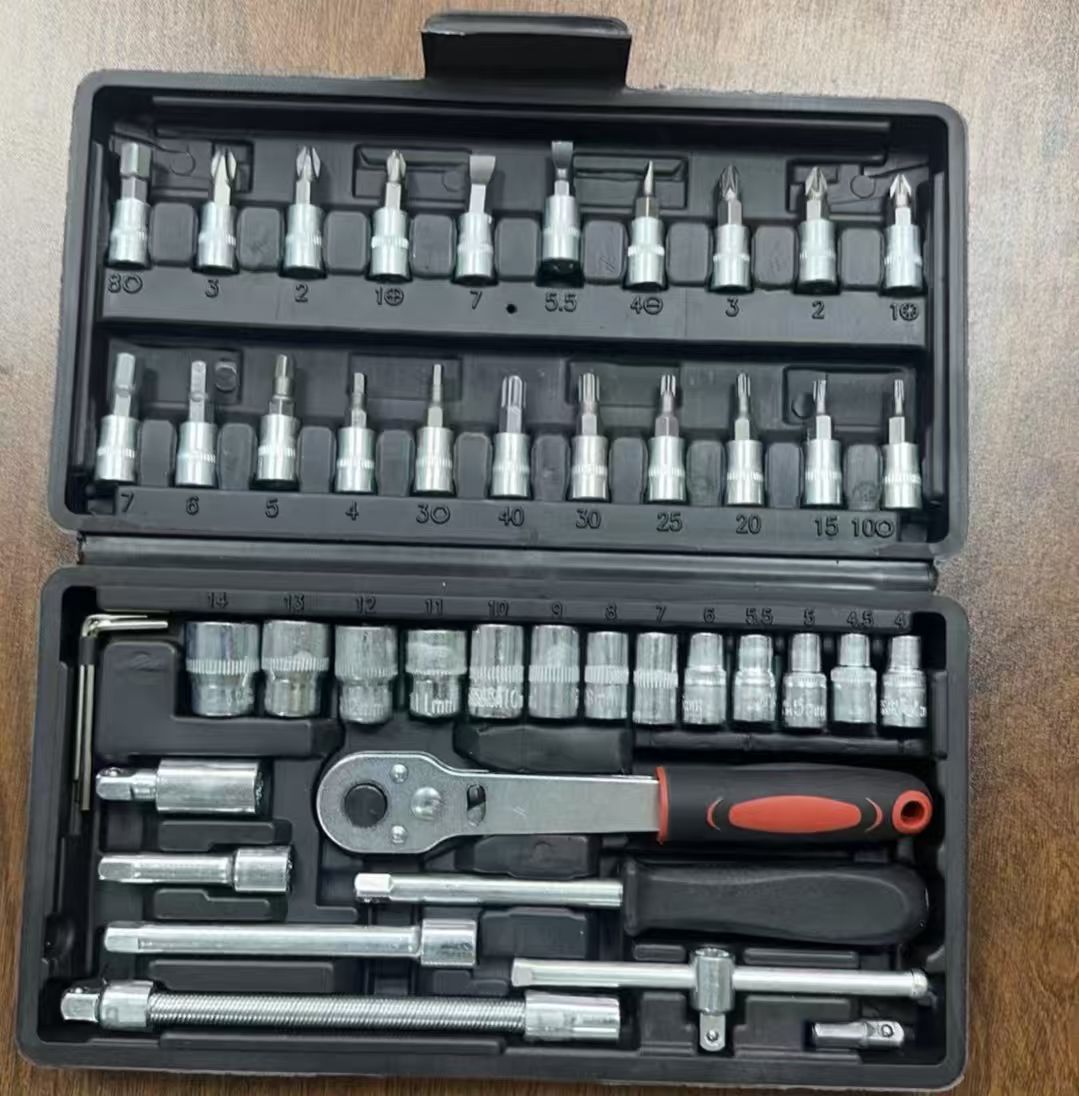 46-Piece Car Repair Socket Wrench Set – Ratchet & Torque Hand Tools Kit