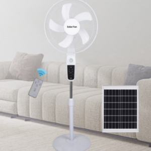 FS-258 16-Inch Solar Rechargeable Stand Fan with Remote Control & USB Charging