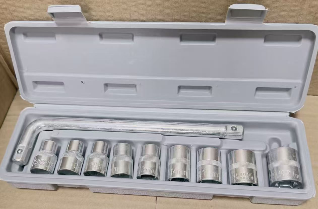10-Piece 1/2" Wrench Socket Set (8–21mm) – Auto Repair Mechanical Tool Kit