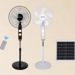 FS-228 16-Inch Solar Rechargeable Stand Fan with Remote Control & USB Charging