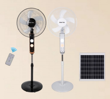 FS-228 16-Inch Solar Rechargeable Stand Fan with Remote Control & USB Charging