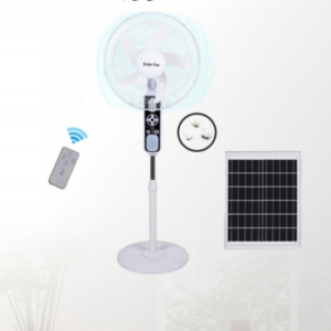 FS-568 16-Inch Solar Rechargeable Stand Fan with Night Light & USB Charging