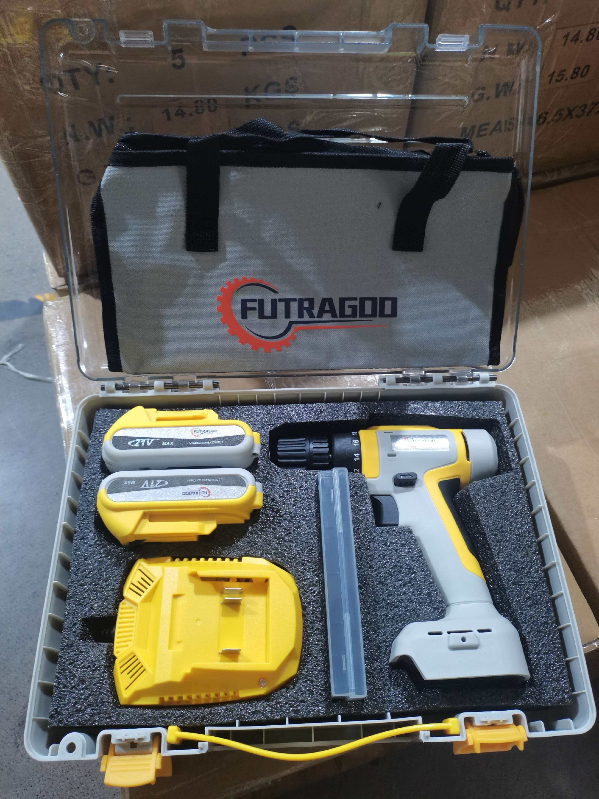 21V Cordless Electric Drill Kit with 2 Batteries