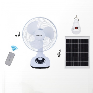 FS-538 12-Inch Solar Rechargeable Table Fan with Bluetooth Music Player