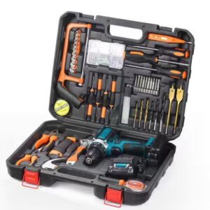 Household Cordless Maintenance Percussion Drill – 124-Piece Electric Drill Set