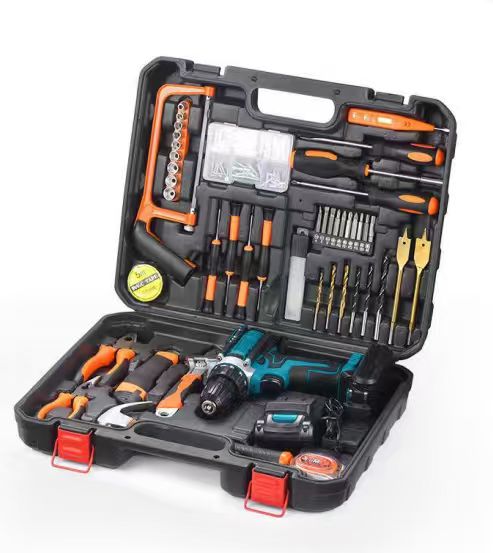 Household Cordless Maintenance Percussion Drill – 124-Piece Electric Drill Set