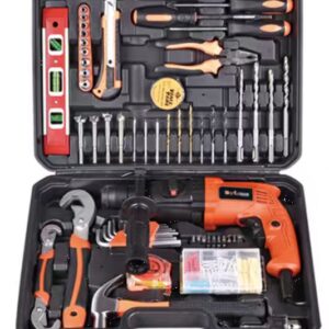 220V Lithium Electric Drill with Percussion Function – Rechargeable Drill Toolbox Set