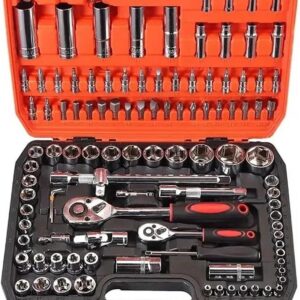 108-Piece CR-V Socket Set – Professional Ratchet Wrench Tool Kit with Carrying Case