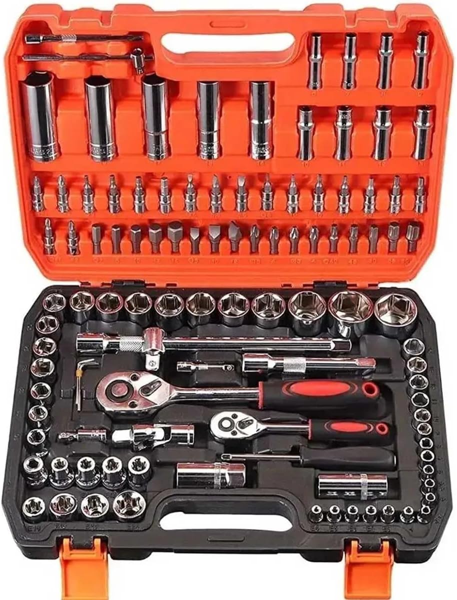 108-Piece CR-V Socket Set – Professional Ratchet Wrench Tool Kit with Carrying Case