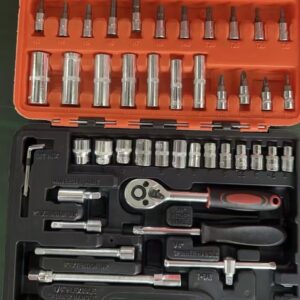 46-Piece 1/4" Socket Set Car Repair Wrench Combo Tool Kit