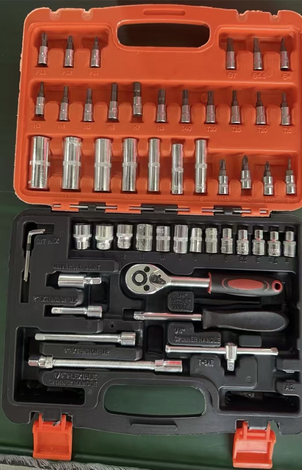 46-Piece 1/4" Socket Set Car Repair Wrench Combo Tool Kit
