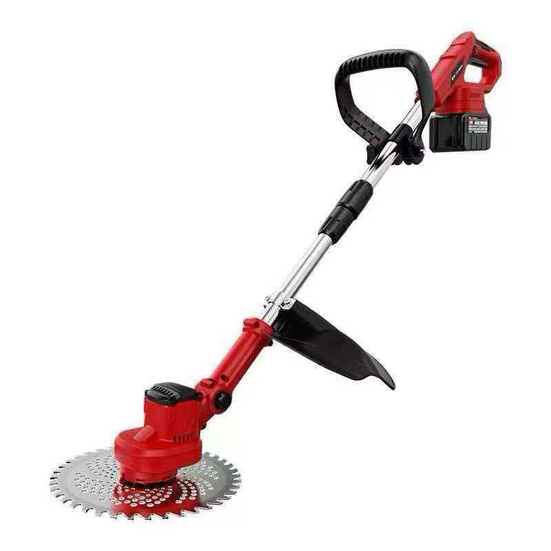 21V / 24V Cordless Electric Grass Trimmer & Brush Cutter with Circular Saw Blade (Red)