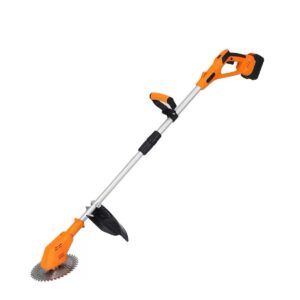 21V Cordless Electric Grass Trimmer & Brush Cutter with Circular Saw Blade (Orange)