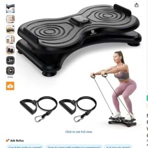 Whole Body Vibration Plate Exercise Machine with Resistance Bands