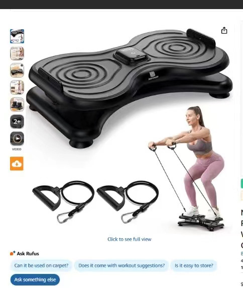 Whole Body Vibration Plate Exercise Machine with Resistance Bands