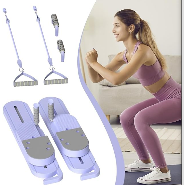 Split-Type Pilates Reformer Board with Resistance Bands & Ab Trainer (Purple)