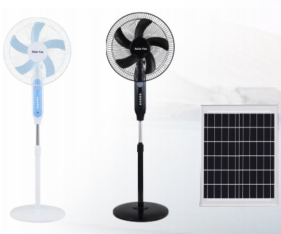 FS-188 16-Inch Solar Rechargeable Stand Fan with Night Light & USB Charging