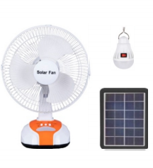 FS-618 12-Inch Solar Rechargeable Table Fan with LED Light System