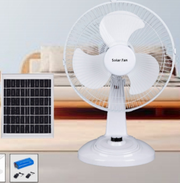 FS-168T 12-Inch Solar Rechargeable Table Fan (White)