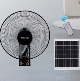 FS-298F 16-Inch Solar Rechargeable Wall-Mounted Fan with Remote Control