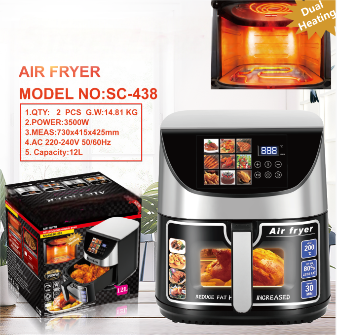 SC-438 12L Dual Heating Digital Air Fryer with Color Display
