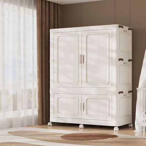 Multi-Door Plastic Storage Cabinet with Wheels – 4 Doors