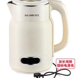Vintage-Style Electric Kettle with Ribbed Body & Chrome Trim – 2 Colors