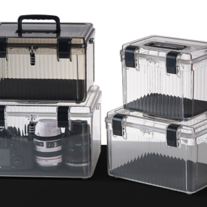 Clear Plastic Storage Box with Secure Latches – 4 Sizes Set