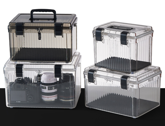 Clear Plastic Storage Box with Secure Latches – 4 Sizes Set