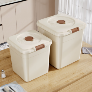 Airtight Plastic Storage Container with Lid – Beige (2 Sizes)