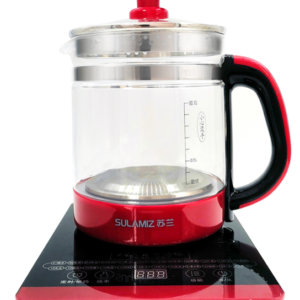Multi-Function Glass Electric Kettle with Red Base & Lift-Off Lid – 1.8L