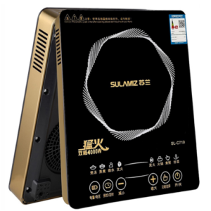 High-Power Induction Cooker with Silver Geometric Ring – 4000W