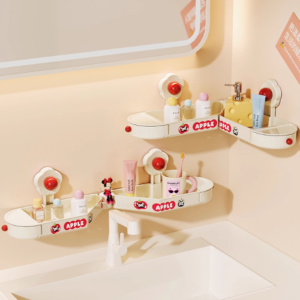 Flower-Shaped Corner Shower Shelf with Suction Cup – 2-Tier Set