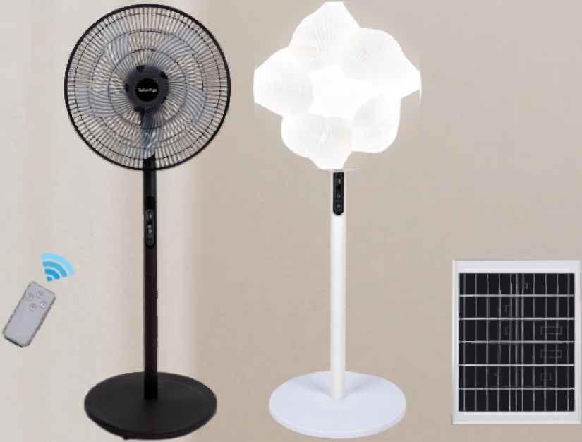 FS-338 16-Inch Solar Rechargeable Stand Fan with Remote Control